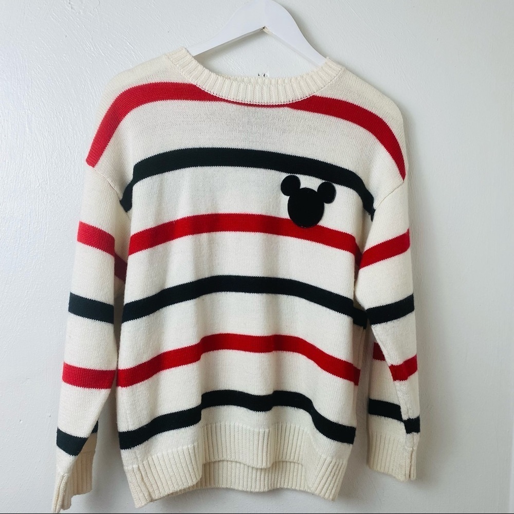 Disney Forever 21 Mickey Mouse Sweater Red White Black Sz S - Picture 11 of 12